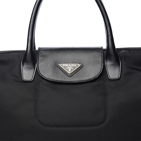 prada tessuto nylon saffiano tote nero black|prada saffiano tote black.